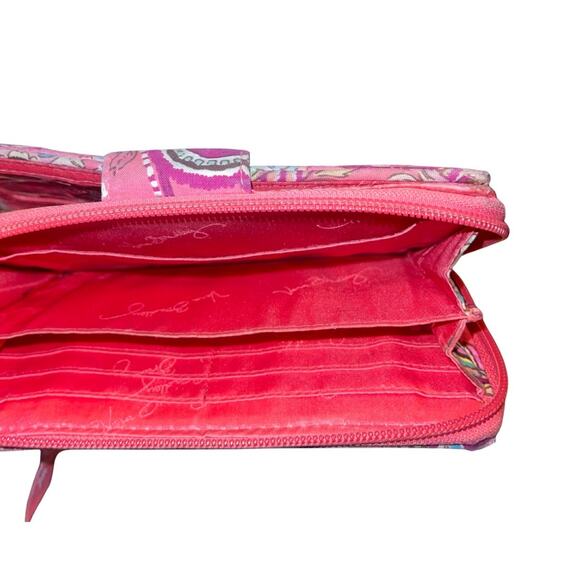 Vera Bradley 8' Zip Wallet Pink Paisley Lock Wallet Floral Vintage  compartments - Picture 4 of 5